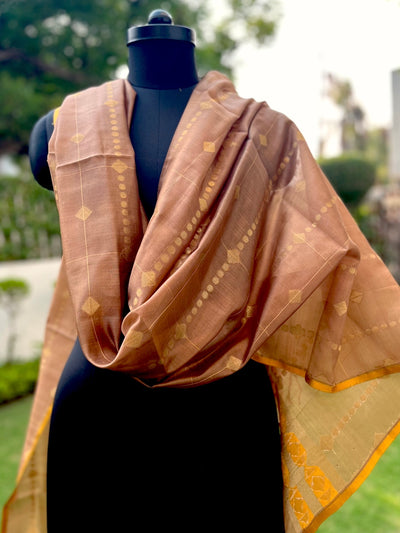 Warm Caramel Brown Chinya Silk Dupatta