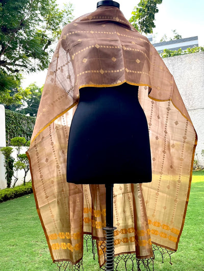 Warm Caramel Brown Chinya Silk Dupatta