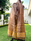 Warm Caramel Brown Chinya Silk Dupatta