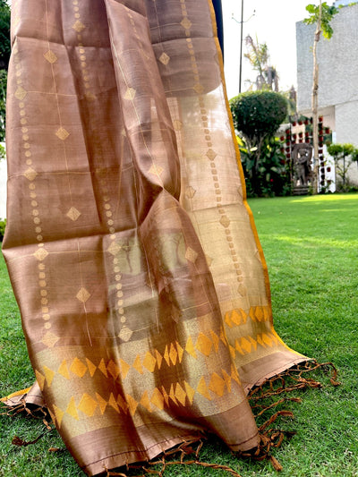 Warm Caramel Brown Chinya Silk Dupatta