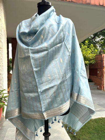 Akasha Sky Blue Chinya Silk Dupatta