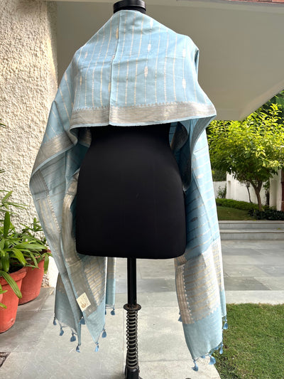 Akasha Sky Blue Chinya Silk Dupatta