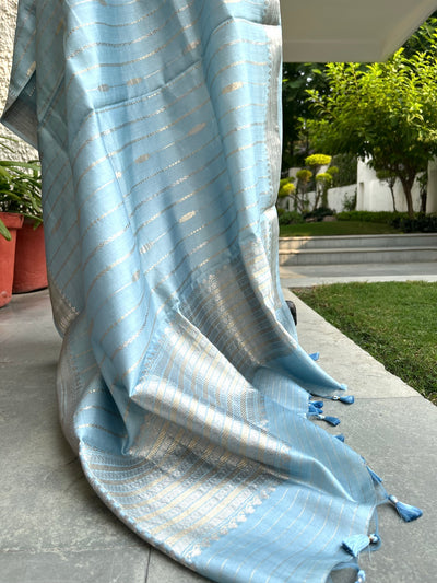 Akasha Sky Blue Chinya Silk Dupatta