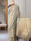 Amelia Taupe Chinya Silk Saree