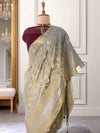 Amelia Taupe Chinya Silk Saree