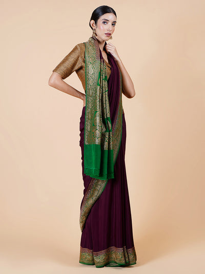 Hoysala Coffee Brown Crepe Silk Saree