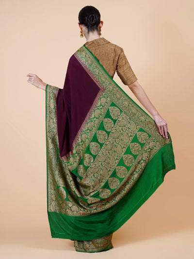 Hoysala Coffee Brown Crepe Silk Saree
