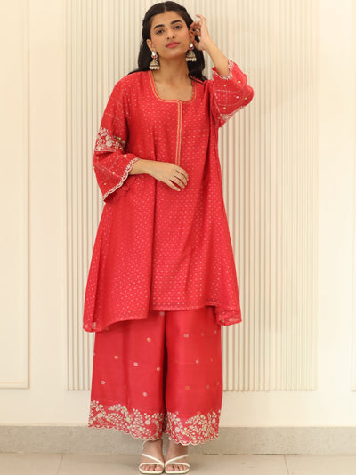 Carrot Red embroidered Coord Set