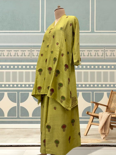 Mrinalini mehandi yellow Coord Set