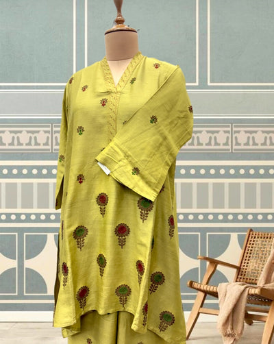 Mrinalini mehandi yellow Coord Set