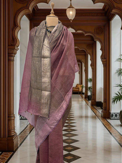 Copper Brown Crinkled Tissue Sari