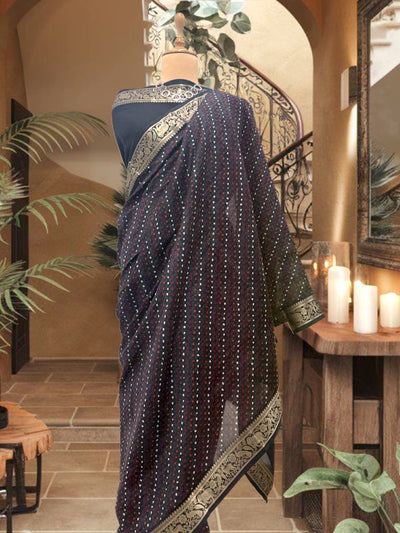 Kalbelia Black Printed Cotton Saree