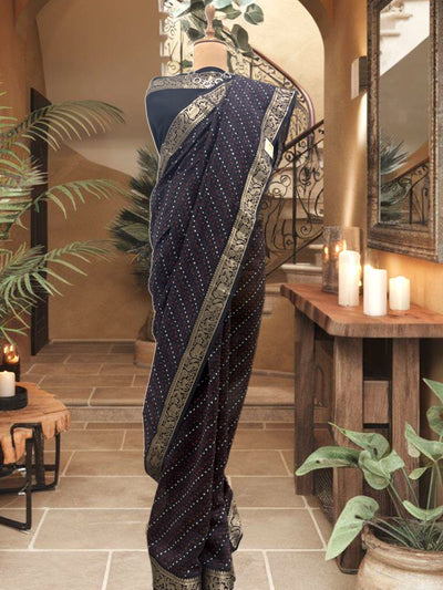 Kalbelia Black Printed Cotton Saree