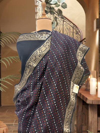 Kalbelia Black Printed Cotton Saree