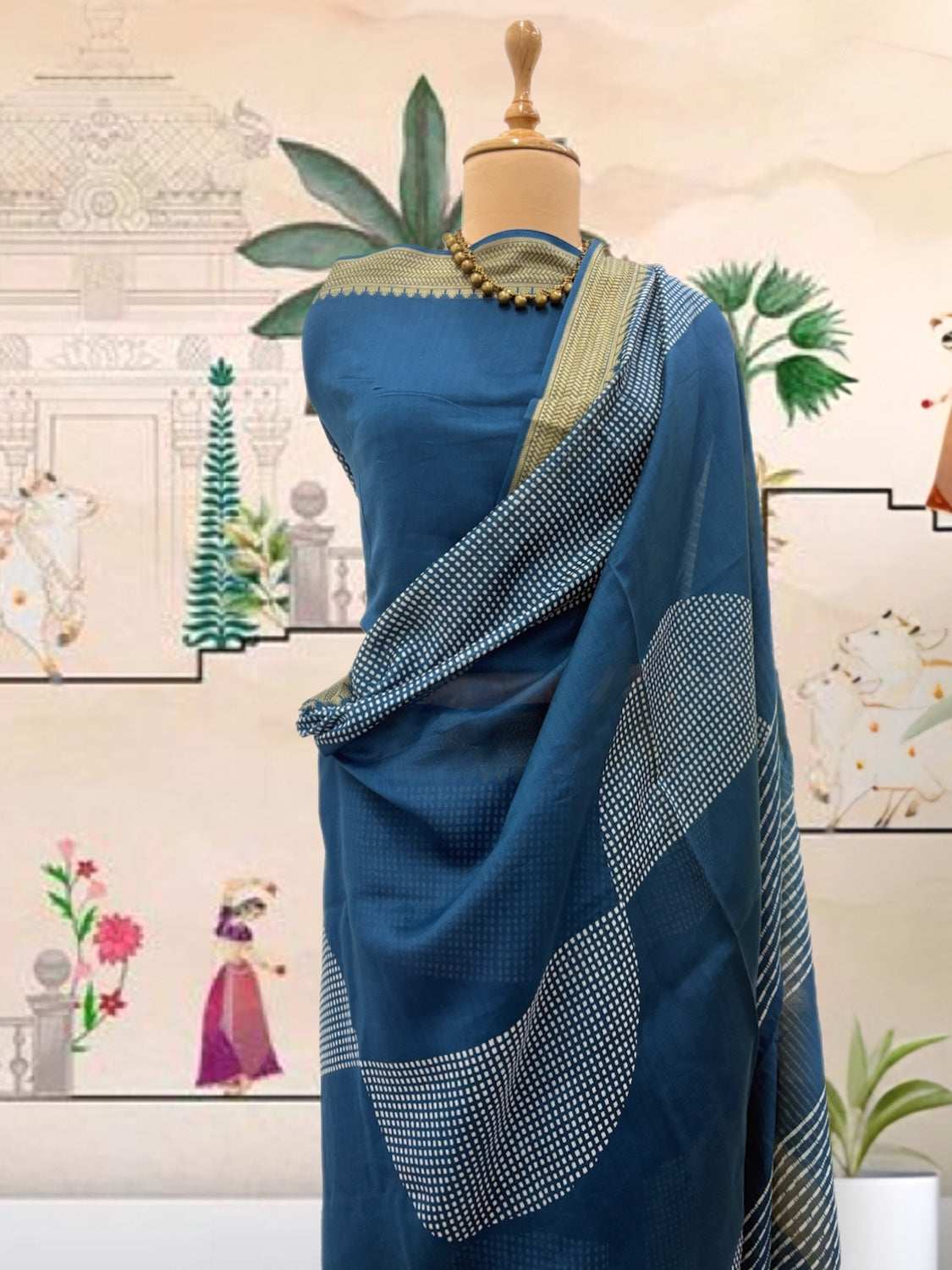 Khurja Blue Cotton Saree