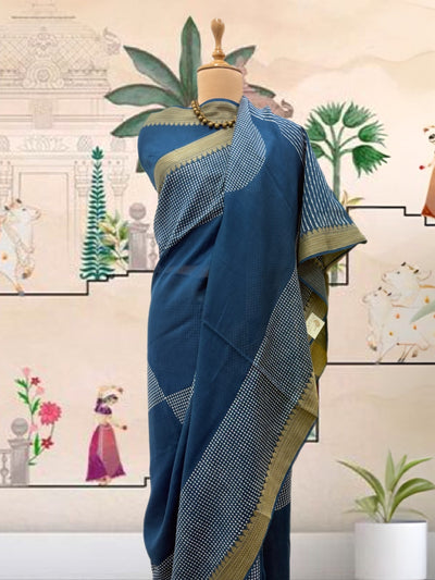 Khurja Blue Cotton Saree