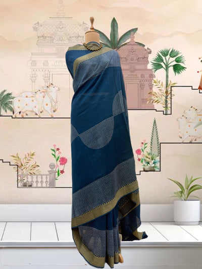 Khurja Blue Cotton Saree