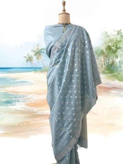 Anjuna Blue Cotton Saree