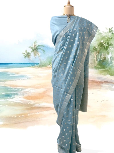 Anjuna Blue Cotton Saree
