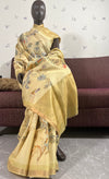 English Afternoon Lemon Yellow Chinya Cotton Saree