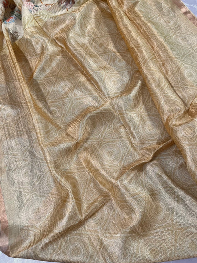 English Afternoon Lemon Yellow Chinya Cotton Saree
