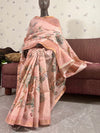 Primavera Peach Chinya Cotton Saree