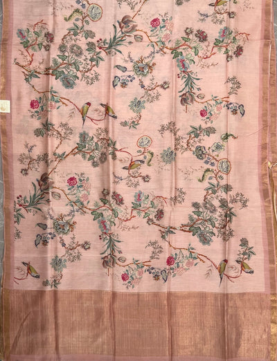 Primavera Peach Chinya Cotton Saree