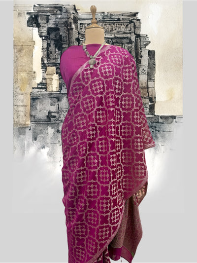 Kamala Pink Cotton Cutwork Sari
