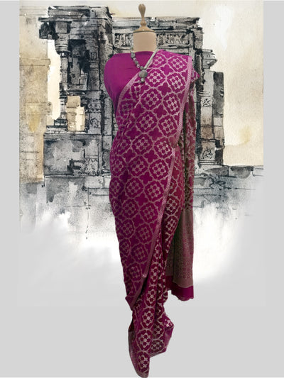 Kamala Pink Cotton Cutwork Sari