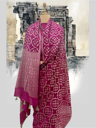 Kamala Pink Cotton Cutwork Sari