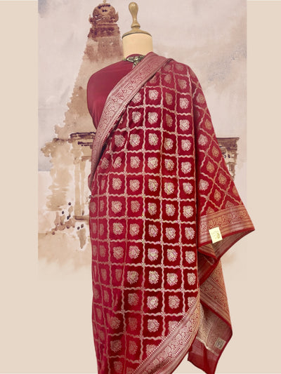 Avanti Red Cotton Cutwork Sari