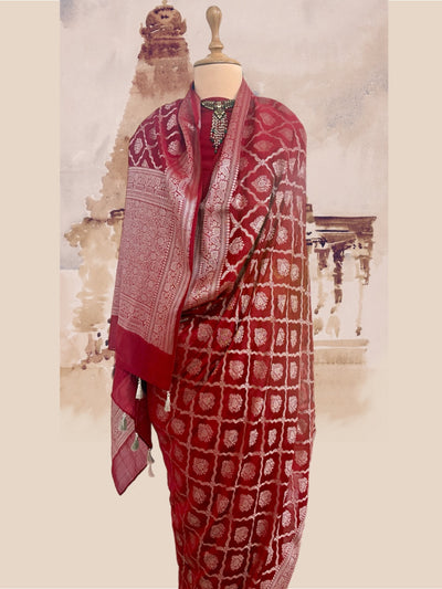 Avanti Red Cotton Cutwork Sari