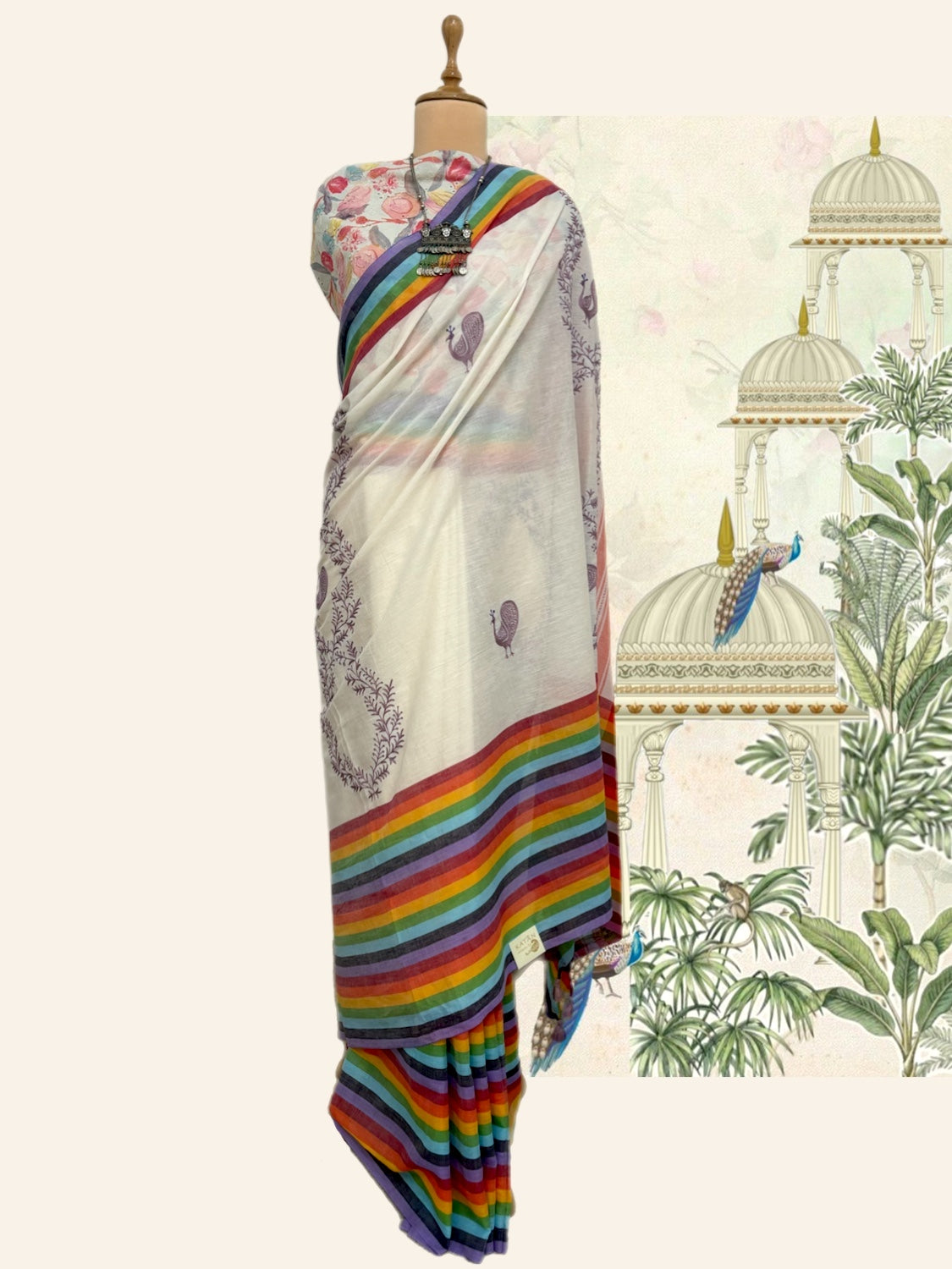 Hansika White Embroidered Cotton Saree