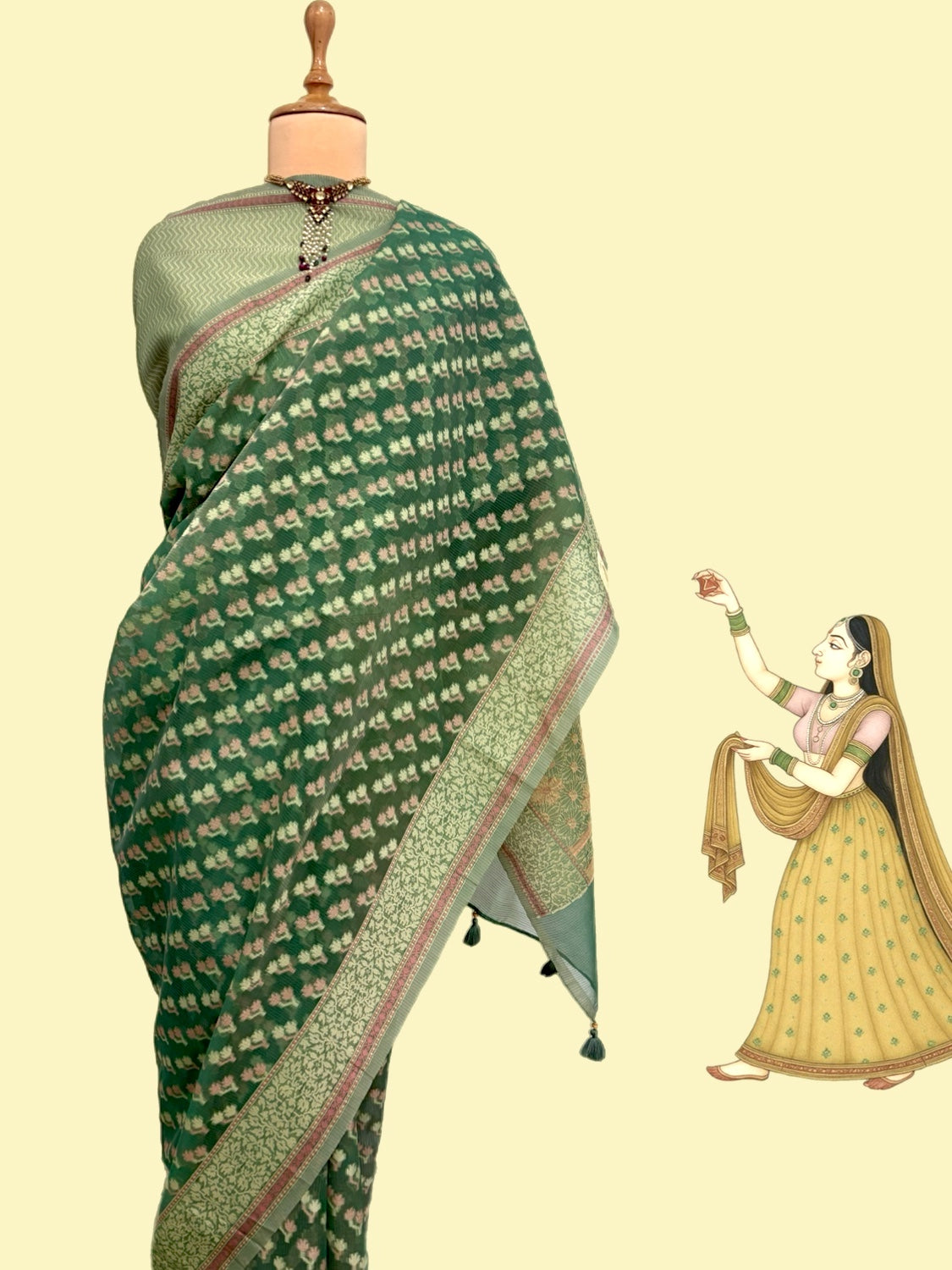 Merta Green Cotton Saree