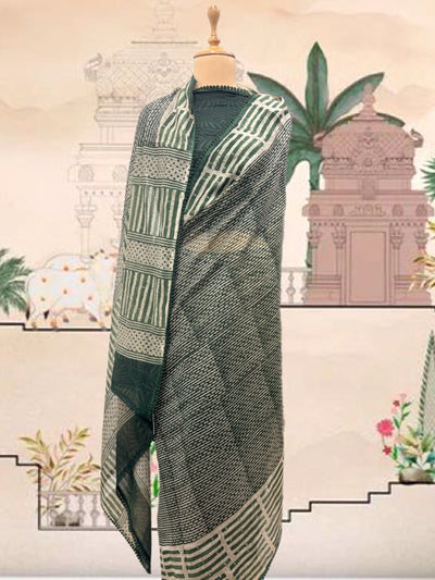 Dholavira Green Mirror Work Cotton Saree