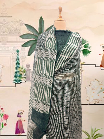 Dholavira Green Mirror Work Cotton Saree