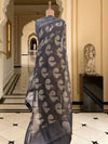 Mayil Grey Printed Cotton Saree