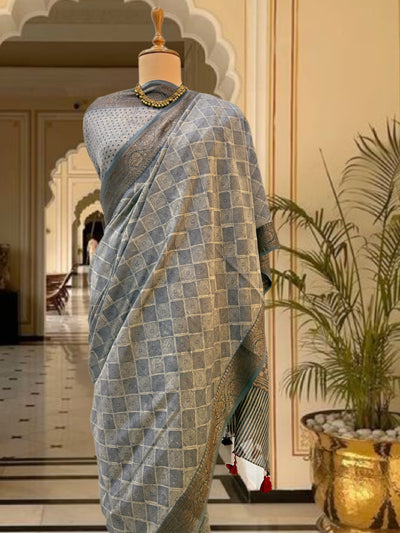 Sandhya Grey Printed Cotton Saree