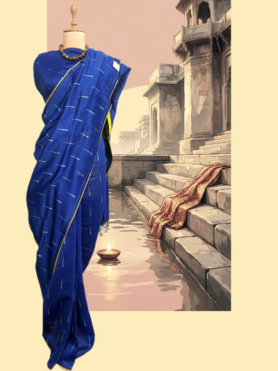 Meteor Blue Jamdani Sari