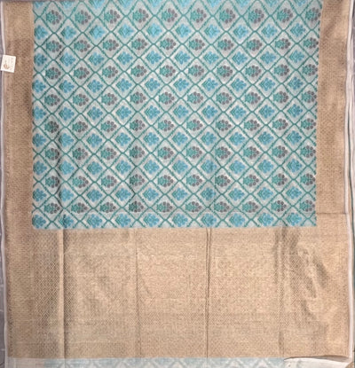 Sheshadri Off White & Blue Cotton Jamdani Saree