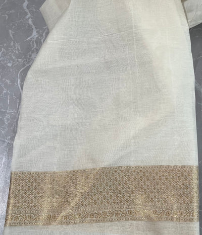 Sheshadri Off White & Blue Cotton Jamdani Saree