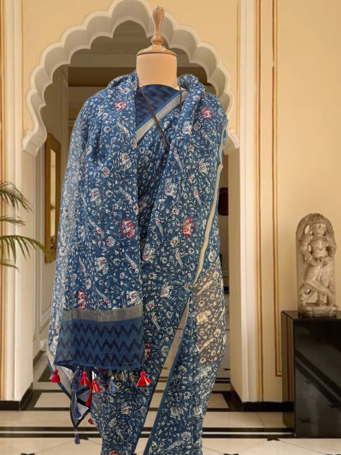 Gaja Indigo Kota Saree