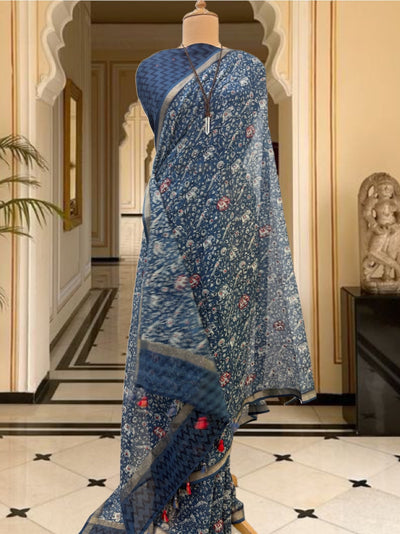 Gaja Indigo Kota Saree