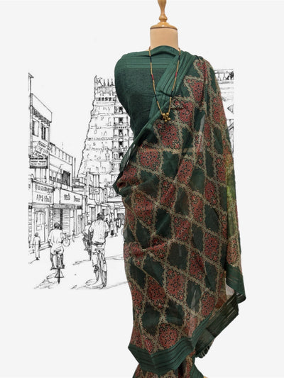 Jagmandir Green Cotton Kota Saree