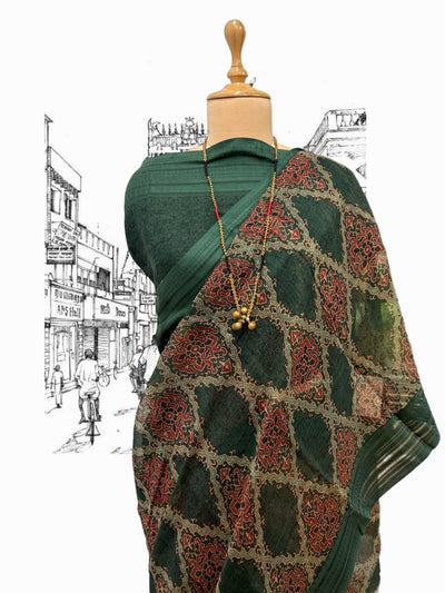 Jagmandir Green Cotton Kota Saree