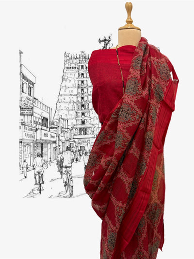 Zui Red Cotton Kota Saree