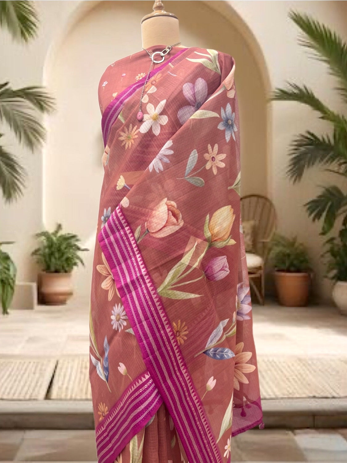 Zui Rust & Pink Kota Saree