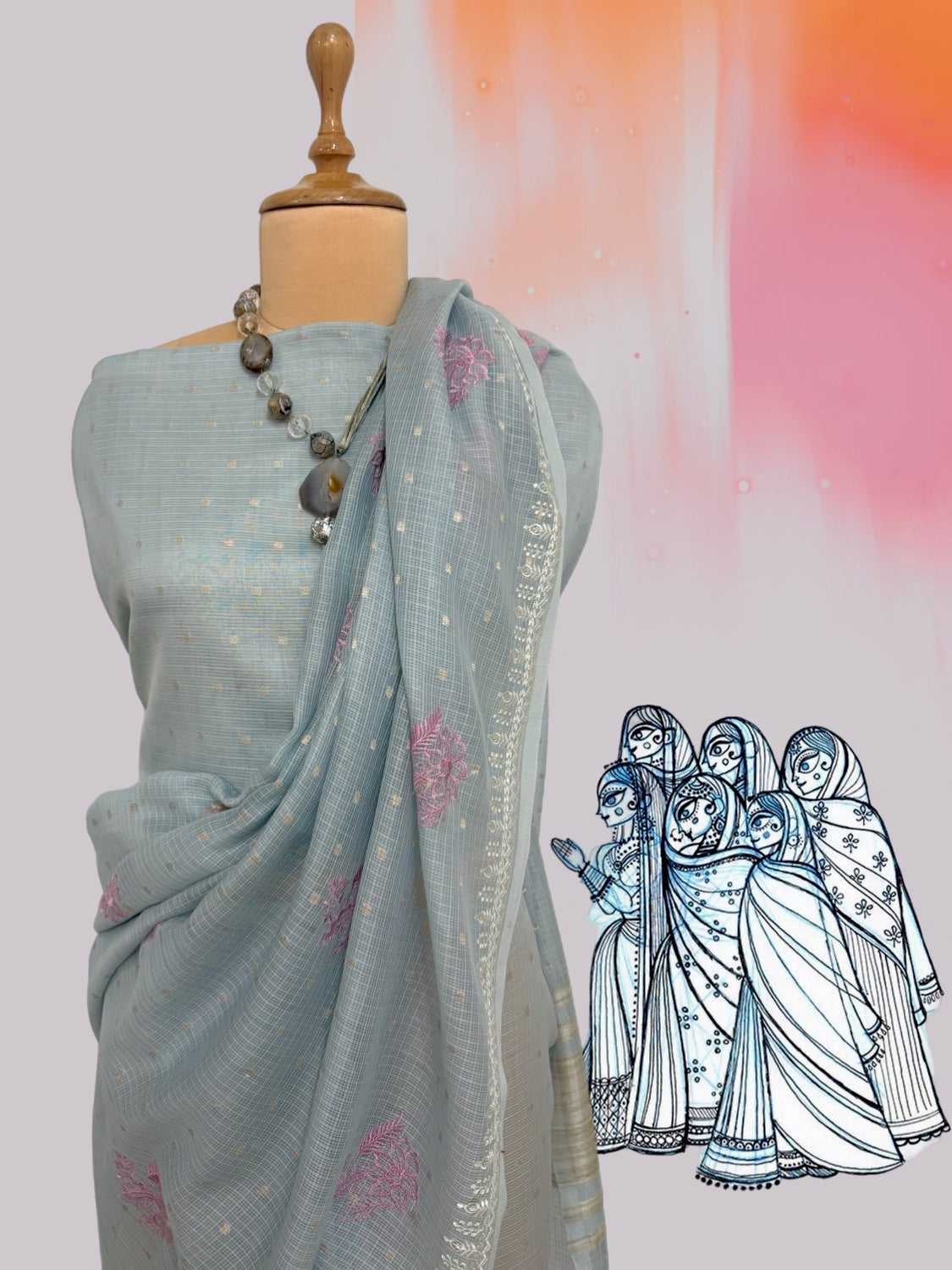 Karnavati Sky Blue Kota Saree