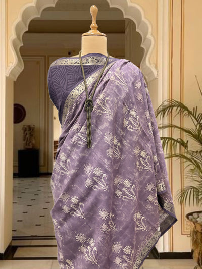 Gajarohanam  Mauve Printed Cotton Saree