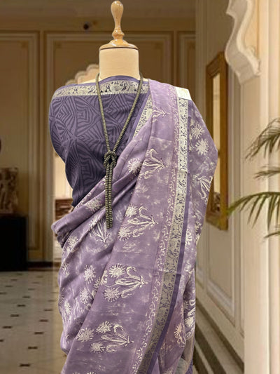 Gajarohanam  Mauve Printed Cotton Saree